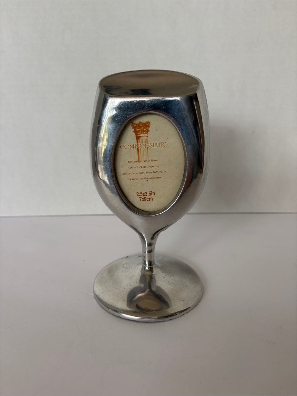 Connoisseur Vintage Silver Wine Goblet Metal Picture Frame 2.5x3.5